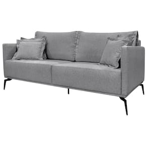 Sofa Liv 3 Lugares 200cm Pes Aço Linho 233 Cinza Ezz Cinza