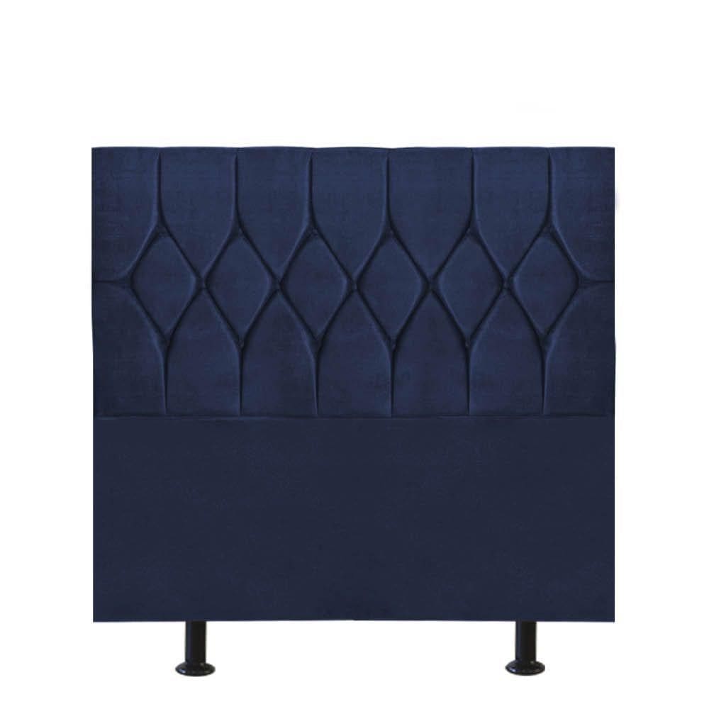 Cabeceira Estofada Istambul Capitonê 100cm Solteiro Box Quarto Suede Azul Marinho - Gat Magazine