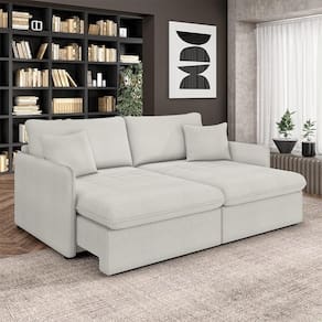 Sofá Reclinável E Retrátil Gandalf Bipartido 194cm Caixa Zero Com Almofadas Bouclê Cinza G33 - Gran
