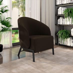 Poltrona Decorativa Sala De Estar Kenya Pés Em Ferro Veludo Preto/marrom G33 - Gran Belo