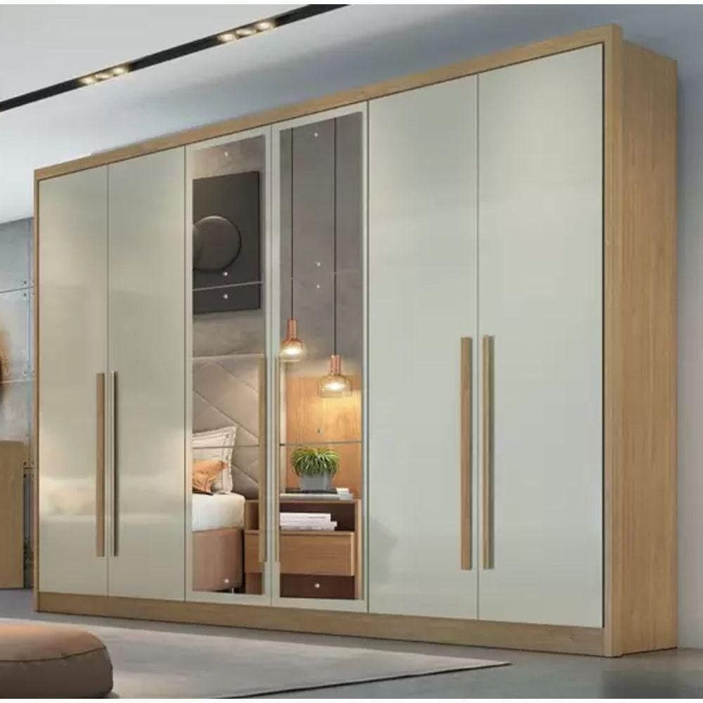 Guarda Roupa Casal 6 Portas 8 Gavetas Com Espelho Robust Cumaru Fendi - Móveis Horizonte