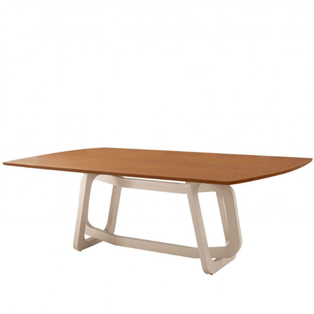 Mesa Para Sala De Jantar Charlote 220cm Moderna Mobília Off White-cinamomo Imbuia - Branco