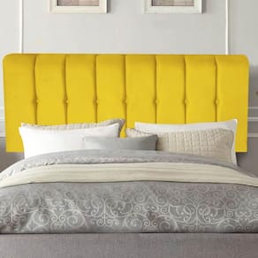 Painel Estofada Kiara 90cm Solteiro Box Quarto Corino Amarelo - Gat Magazine