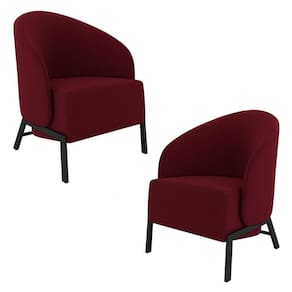 Kit 2 Poltronas Decorativa Sala De Estar Kenya Pés Em Ferro Veludo Preto/bordô G33 - Gran Belo
