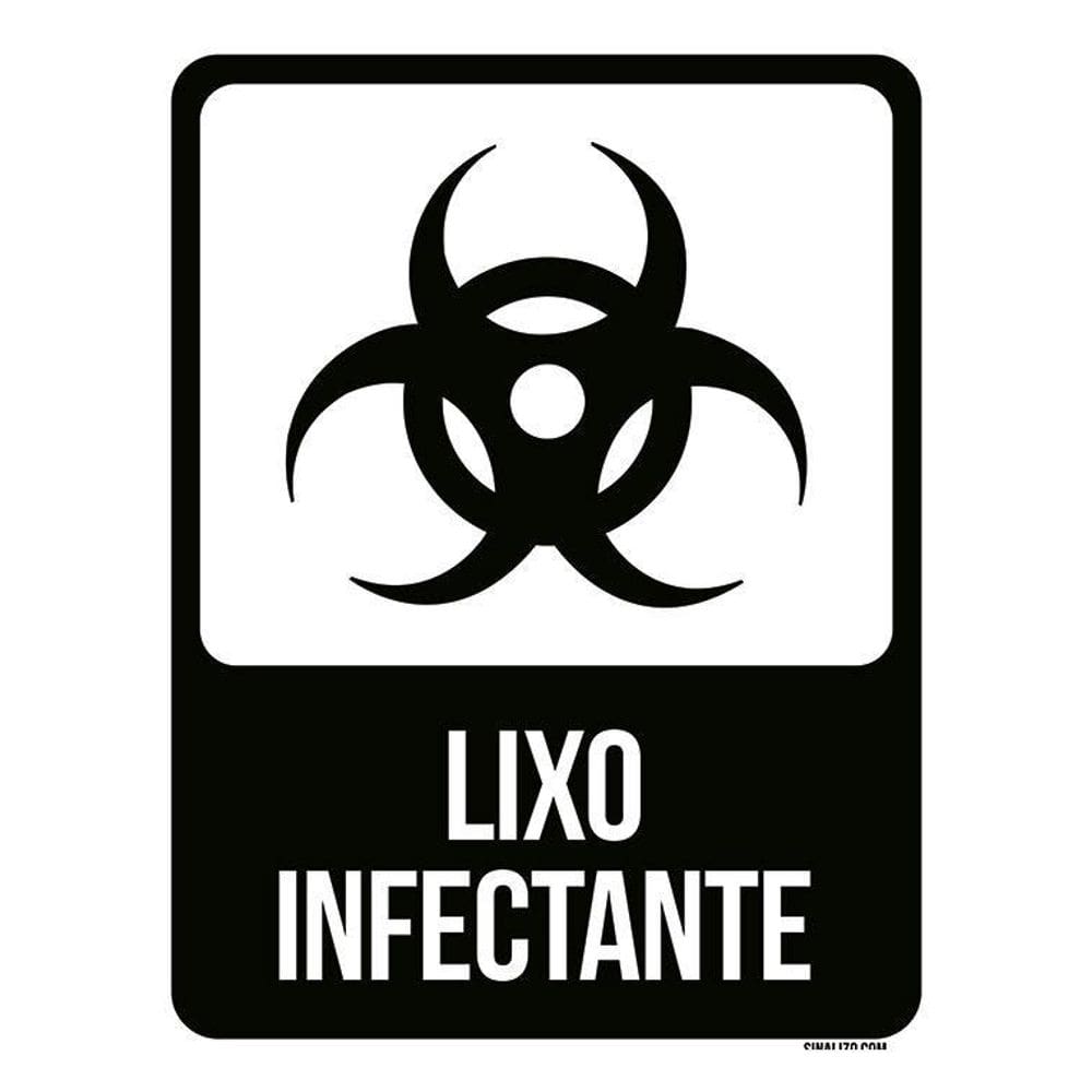 Placa Sinalização - Lixo Infectante Preto 36X46