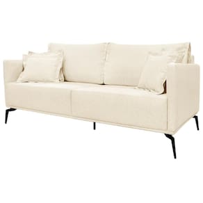 Sofa Sala De Estar Liv 2 Lugares Pes Aço Linho 232 Perola Ezz Perola