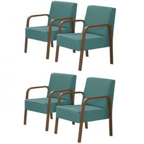 Kit 4 Poltronas Decorativas 1 Lugar Jade Braço Madeira D Salla Suede