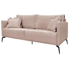Sofa Sala De Estar Liv 2 Lugares Pes Aço Linho 232 Areia Ezz Areia