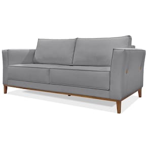 Sofa Balli 2 Lugares 190cm Pes Madeira Linho 222 Cinza Ezz Cinza