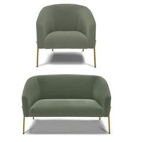 Sofá Namoradeira E Poltrona Pé Ferro Dourado Stella Bouclê Menta D03 - D`rossi