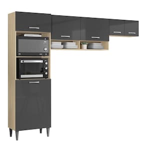 Cozinha Compacta 197cm 6 Portas Avena Grafite Armoveis Avena Grafite