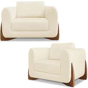 Kit 2 Poltronas Jolie 1 Lugar Pes Boomerang Linho Perola Ezz Perola