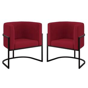 Kit 02 Poltronas Lua Sala Decorativa Base De Ferro Black Marsala