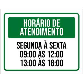 Kit 3 Placas Verde Horário Atendimento Segunda Sexta