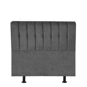 Cabeceira Estofada Kiara 90cm Solteiro Box Quarto Suede Cinza Escuro Grafite - Gat Magazine