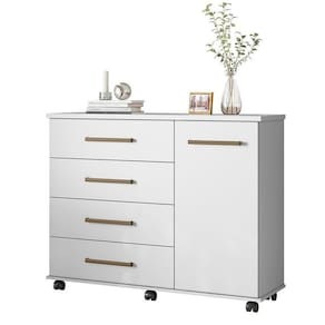 Cômoda Flora 1 Porta E 4 Gavetas Branco - Demóbile Branco