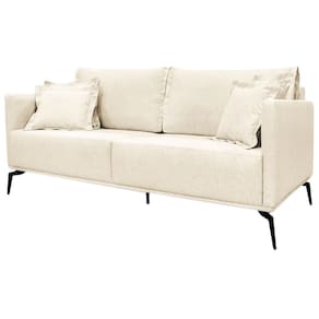 Sofa Liv 3 Lugares 200cm Pes Aço Linho 233 Natural Ezz Natural