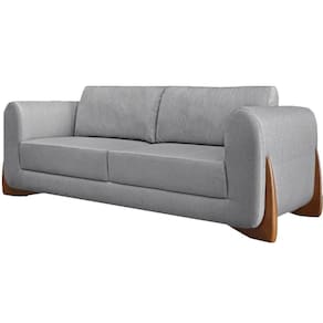 Sofa Jolie 3 Lugares 230cm Pes Boomerang Linho 215 Cinza Ezz Cinza
