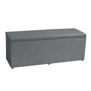 Calçadeira Baú Solteiro 0,90m Berlim Suede Cinza Sky Mobile
