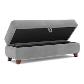 Recamier Calçadeira Bella 1,40m Suede Cinza - Clique Decorações