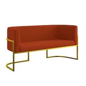 Sofá Namoradeira 2 Lugares Moderna Base Metal Gold Balaqui Terracota