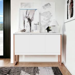 Aparador Buffet Para Sala Industrial Oslo Branco Cobre