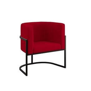 Poltrona Cadeira Decorativa Lua Recepção Base De Ferro Black Vermelho
