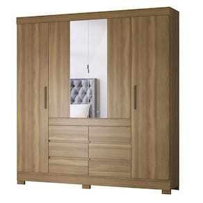 Guarda Roupa Casal Cádis 4 Portas Amêndola Com Espelho - Demóbile Amêndola