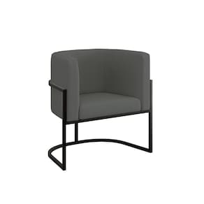 Poltrona Moderna Confortável Com Base De Metal Black Balaqui Cinza