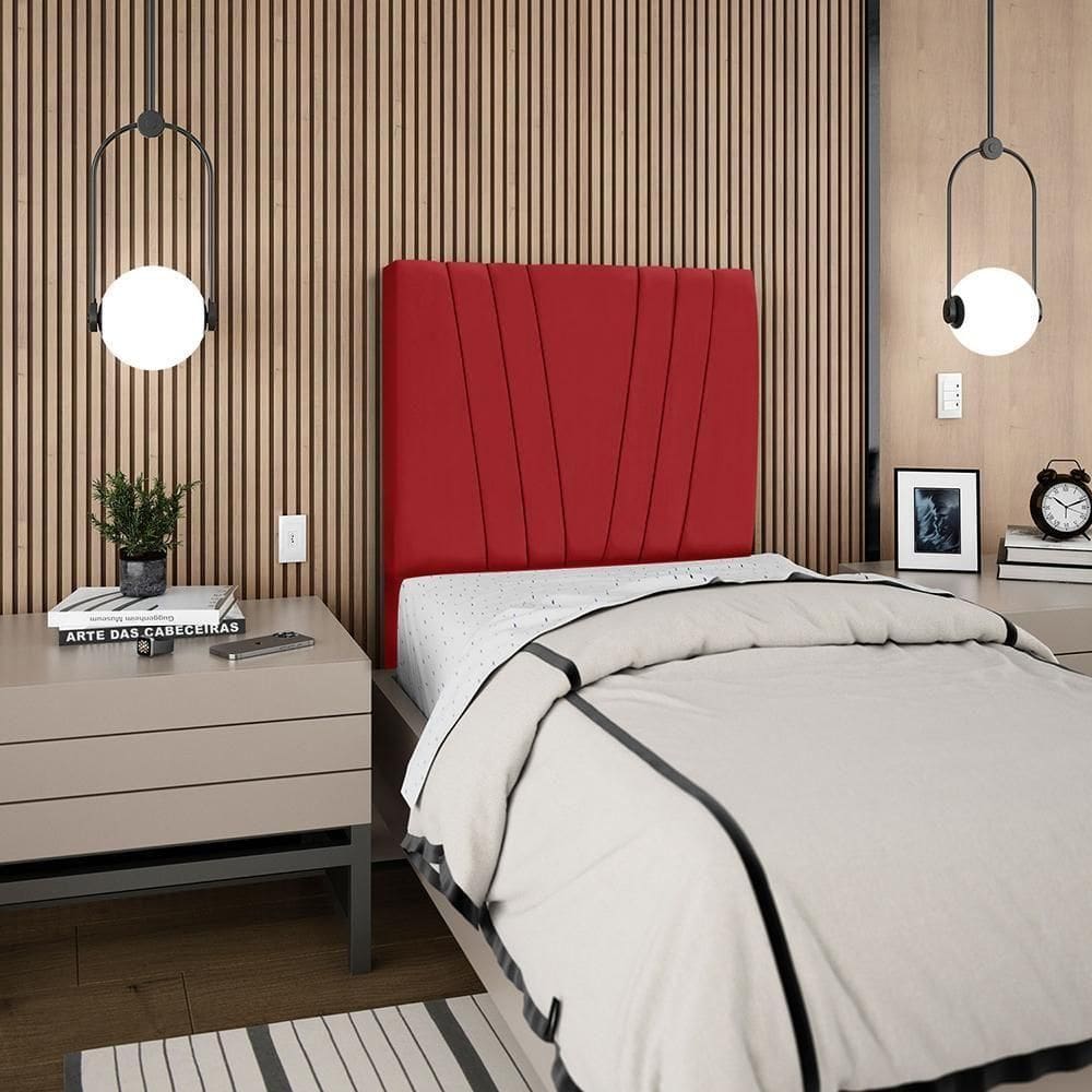 Cabeceira Solteiro 90cm Bell Suede Vermelho Rm Vermelho