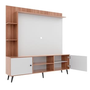 Rack Com Painel Para Tv Retrô 2040 Até 50 Polegadas Quiditá Branco/montana