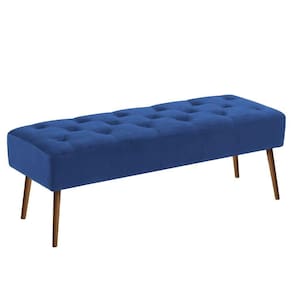 Banco Estofado Rubi 1,40m Suede Azul Marinho - Clique Decorações