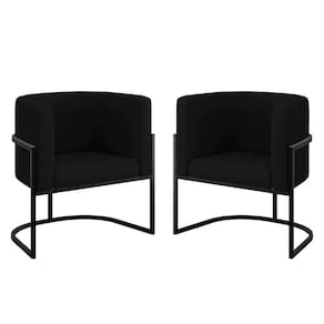 Kit 02 Cadeiras Poltrona Lua Para Sala Quarto Veludo Preto