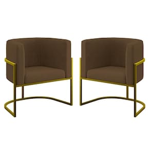 Kit 02 Poltronas Lua Com Base De Metal Gold Sala Reforçada Marrom