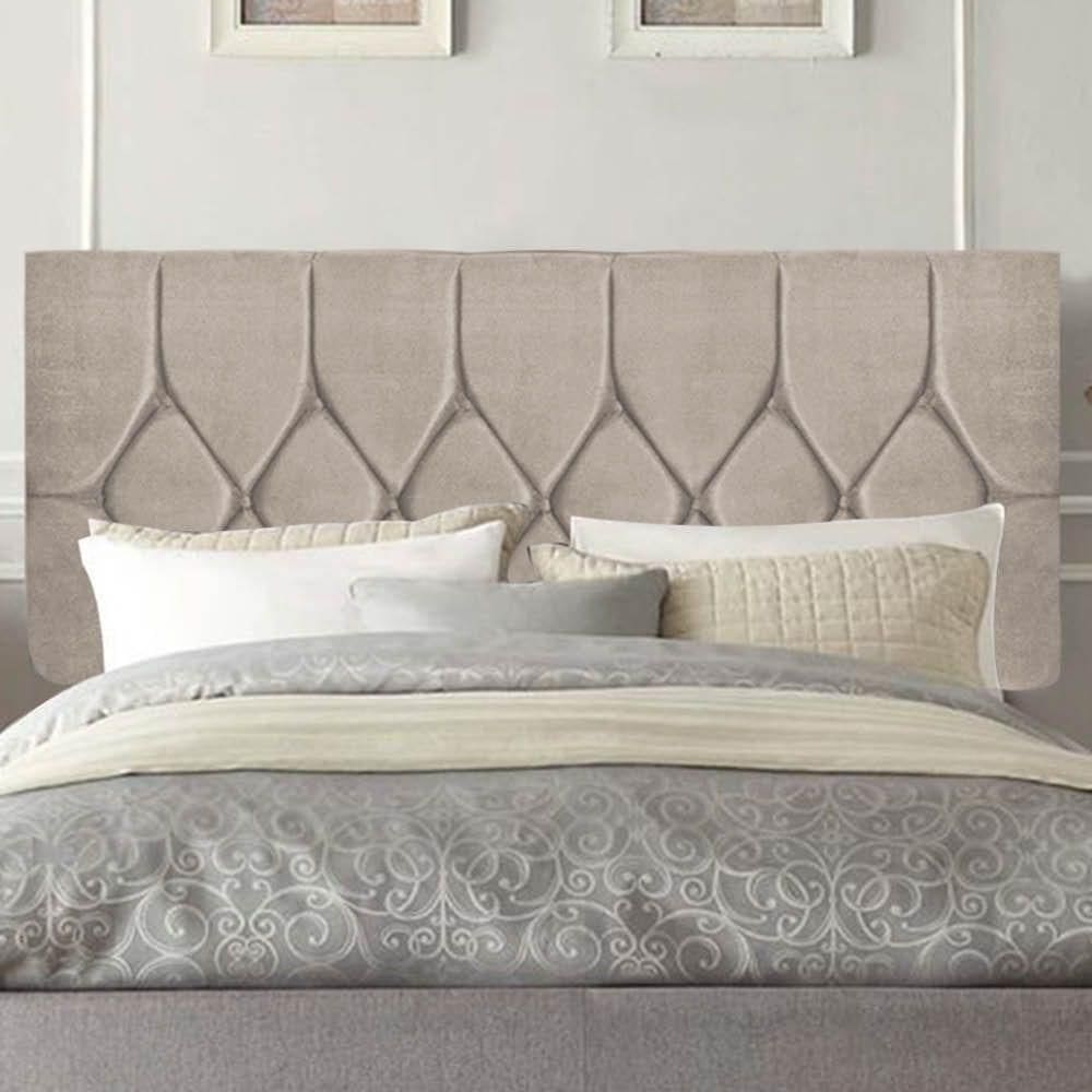 Painel Estofada Istambul Botão Capitonê 140cm Casal Para Cama Box Quarto Suede Bege - Gat Magazine