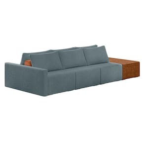 Sofá Ilha 3 Lugares Living 372cm Modulado Lary Bouclê Azul K01 - D`rossi
