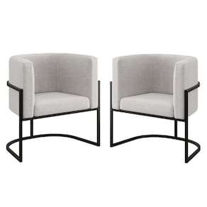 Kit 02 Poltronas Lua Sala Decorativa Base De Ferro Black Bege