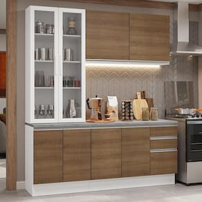 Armário De Cozinha Completa 190cm Glamy Madesa Branco Rustic