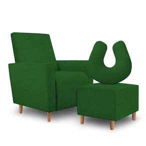 Kit Amamentação Poltrona + Puff + Almofada Sophia Suede Verde