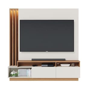 Estante Home Theater Humaitá Off White Matte Freijó Para Tv De 75 - Colibri Off White Matte Freijó