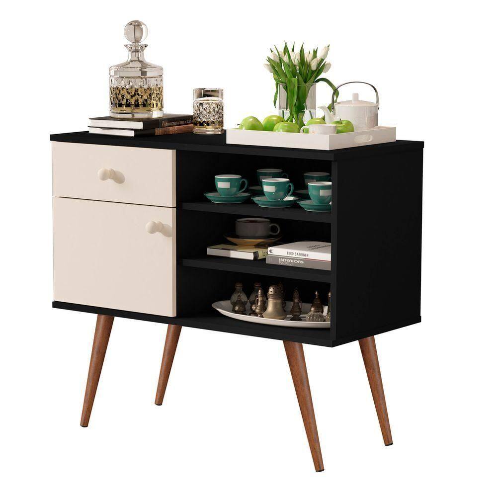 Aparador Buffet Café Retrô Ferrari preto-offwhite - Branco