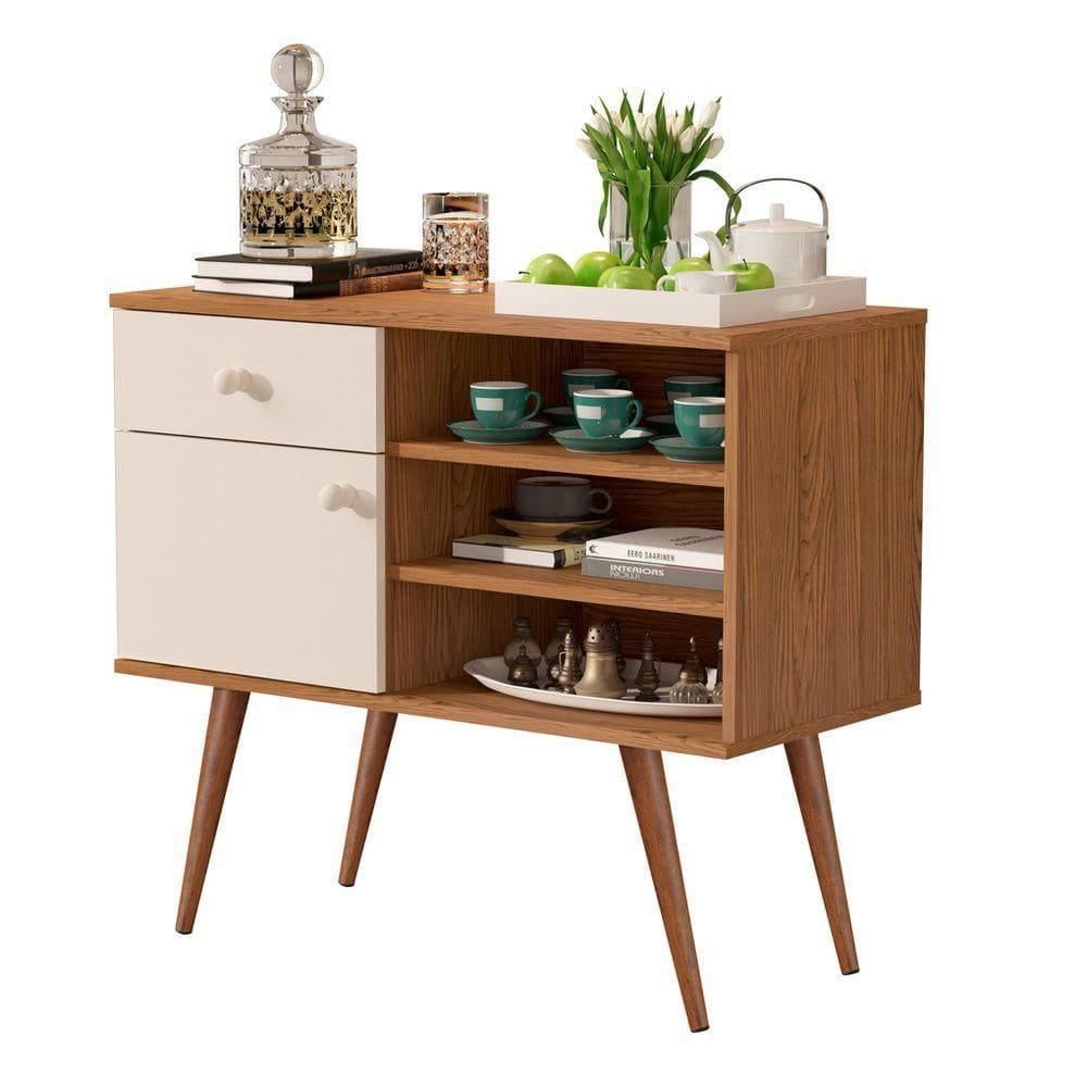 Aparador Buffet Café Retrô Ferrari nature-offwhite - Branco