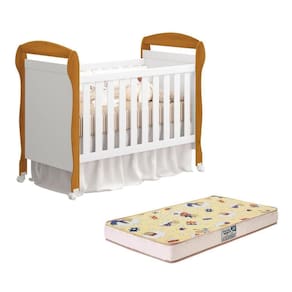 Berço Mini Cama Danny Branco Savana Com Colchão D18 De 10cm - Reller Móveis Branco Savana