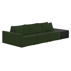 Sofá Ilha 3 Lugares Living 402cm Modulado Lary Veludo Verde Pu Pto K01 - D`rossi