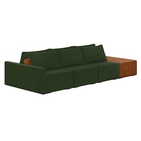 Sofá Ilha 3 Lugares Living 342cm Modulado Lary Veludo K01 Cor Verde