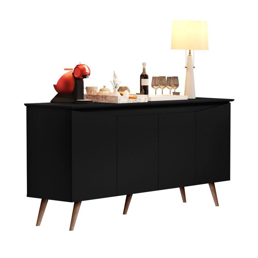 Buffet Aparador  4 Portas Retrô preto - Preto