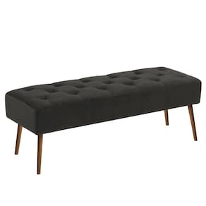Banco Estofado Rubi 1,20m Linho Preto - Clique Decorações