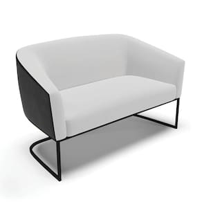 Sofá Namoradeira 2 Lug Industrial Preto Stella Pto-linho D03 - D`rossi Cor Cinza