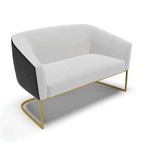 Sofá Namoradeira 2 Lug Industrial Dourado Stella Pto-linho D03 - D`rossi Cor Cinza