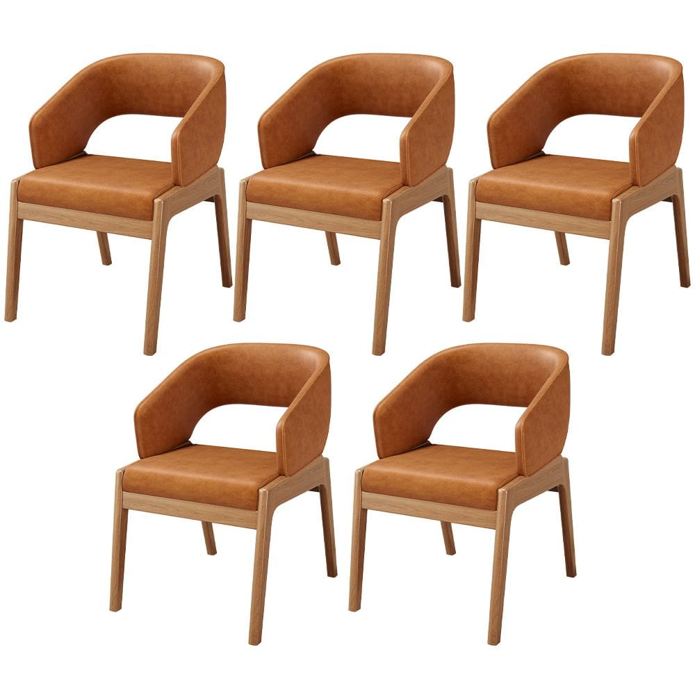 Kit 05 Cadeiras de Jantar e Estar Living Estofada Lince L02 Couríssimo Canela - Lyam Decor